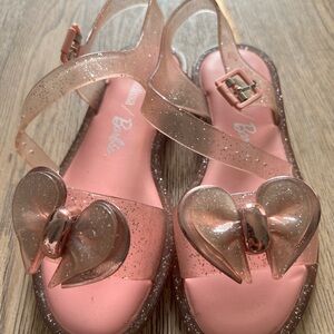 Mini Melissa Barbie Kids Glitter Sandals - Pink